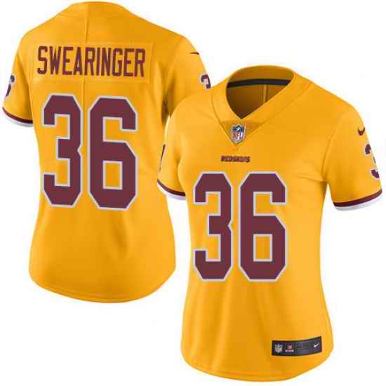 Nike Redskins #36 D J Swearinger Gold Womens Stitched NFL Limited Rush Jersey